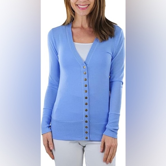 Zeanna Blue Button Cardigan - Picture 1 of 5